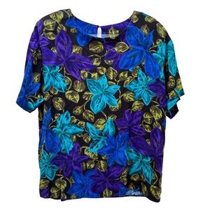 90s Norton McNaughton Floral Popover Blouse Preppy Bloomcore Dopamine Dressing